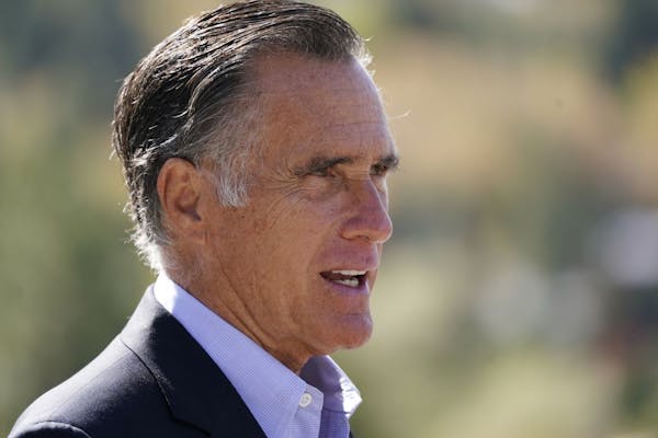 Sen. Mitt Romney, R-Utah, speaks during a news conference in October 2020.