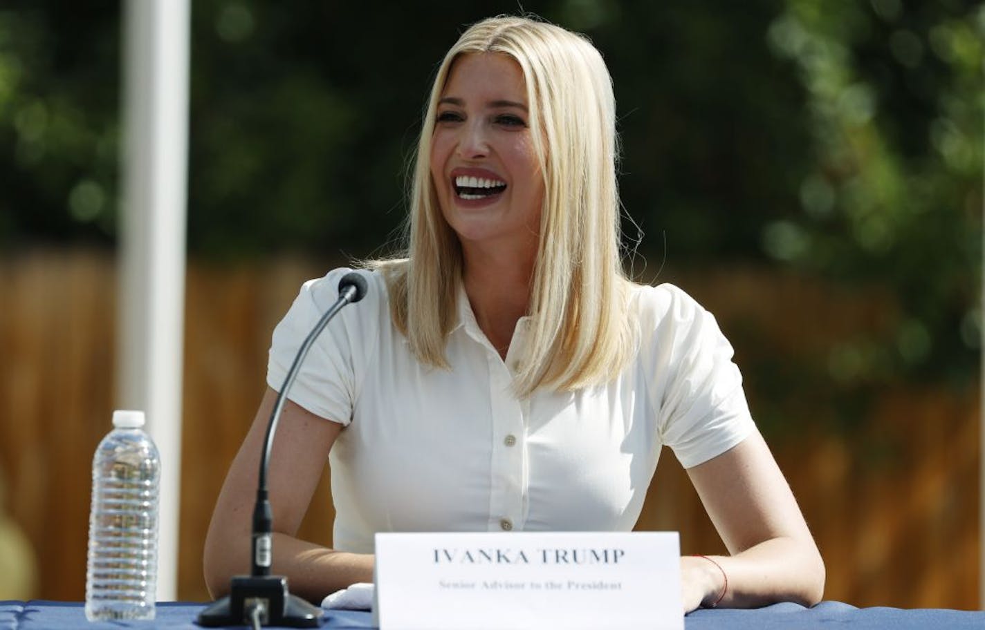 Presidential advisor Ivanka Trump speaks during a news conference at the Bright Beginnings Learning Center early Friday, July 24, 2020, in Greenwood Village, Colo.