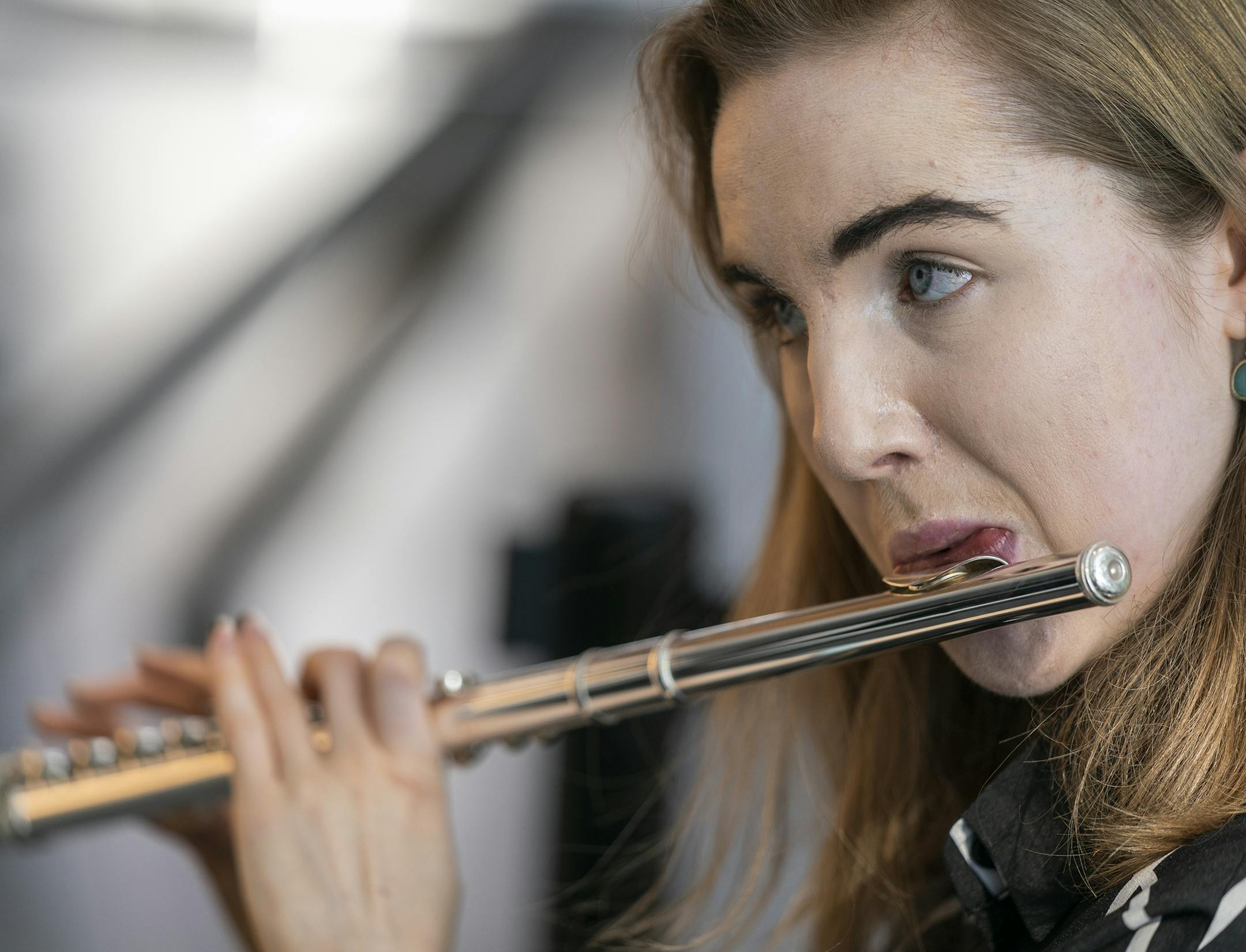 Megan Reich performs in the lobby of the University of Minnesota Health Clinics and Surgery Center.