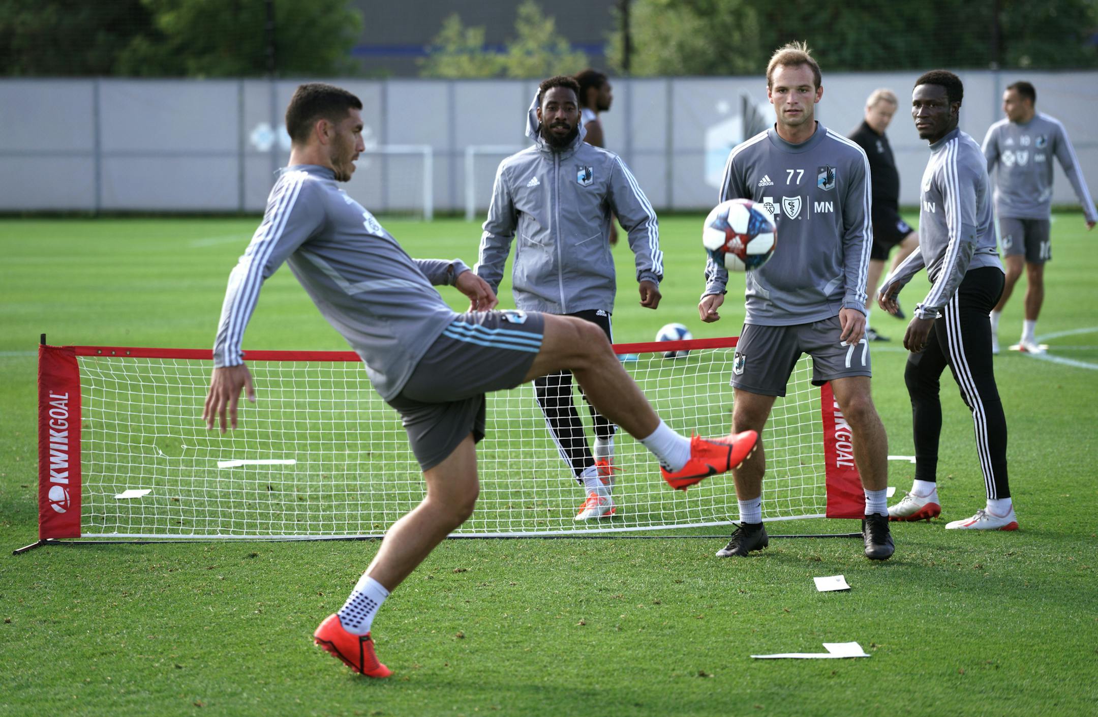 Toward the end of Minnesota United's training session Friday, players engaged in a fun game of skill called ''soccer tennis,'' in which they kick a small ball back and forth over a net. A bit like volleyball, using feet and your head instead of hands.
