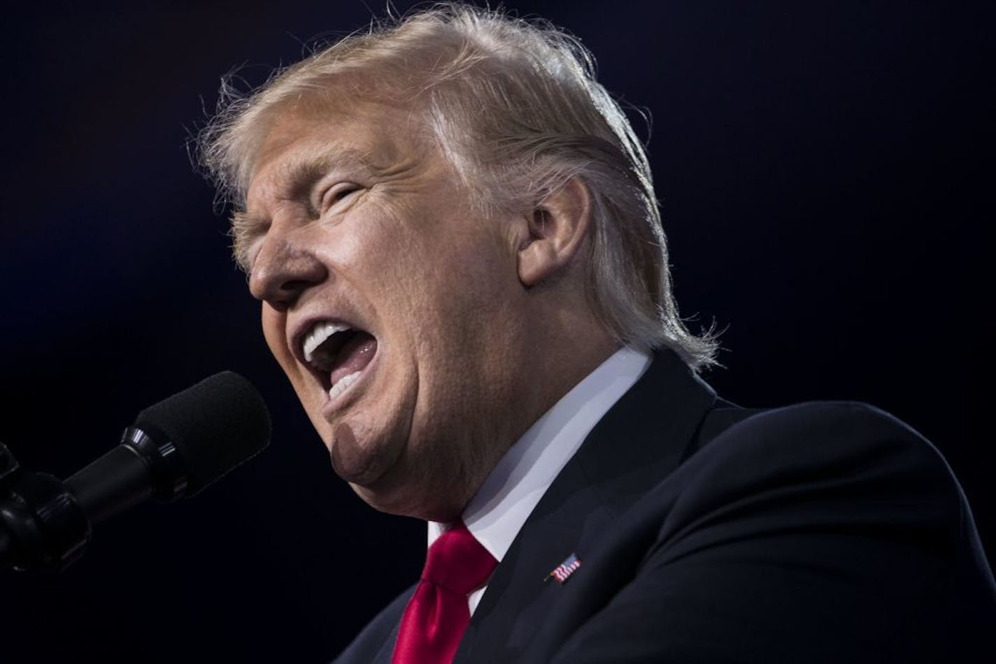 President Donald Trump speaks at the Conservative Political Action Conference, at the Gaylord National Resort & Convention Center in National Harbor, Md., Feb. 24, 2017. Cable TV has seen a ratings spike since his election.