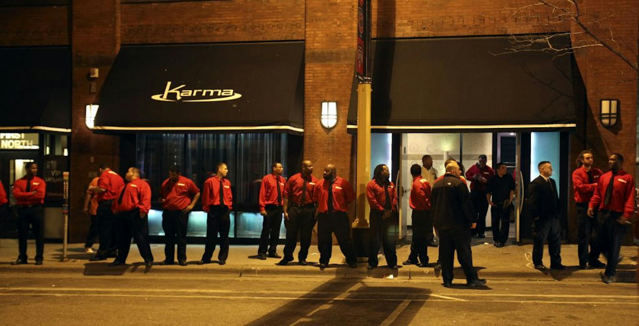In an effort to curb violence, Karma security guards lined the street in front of the club after bar-closing time in May.
