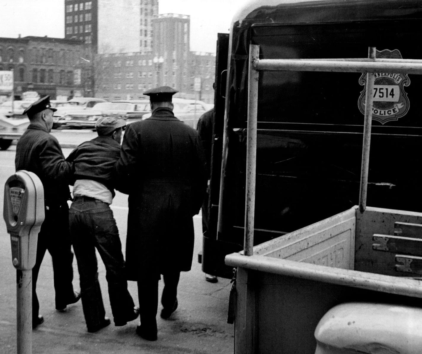 A paddy wagon was still a familiar sight in the Gateway District in 1961.