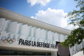 A view of the Paris La Defense Arena, Wednesday, June 12, 2024 in Nanterre, outside Paris. The Paris La Defense Arena will host the swimming and some 