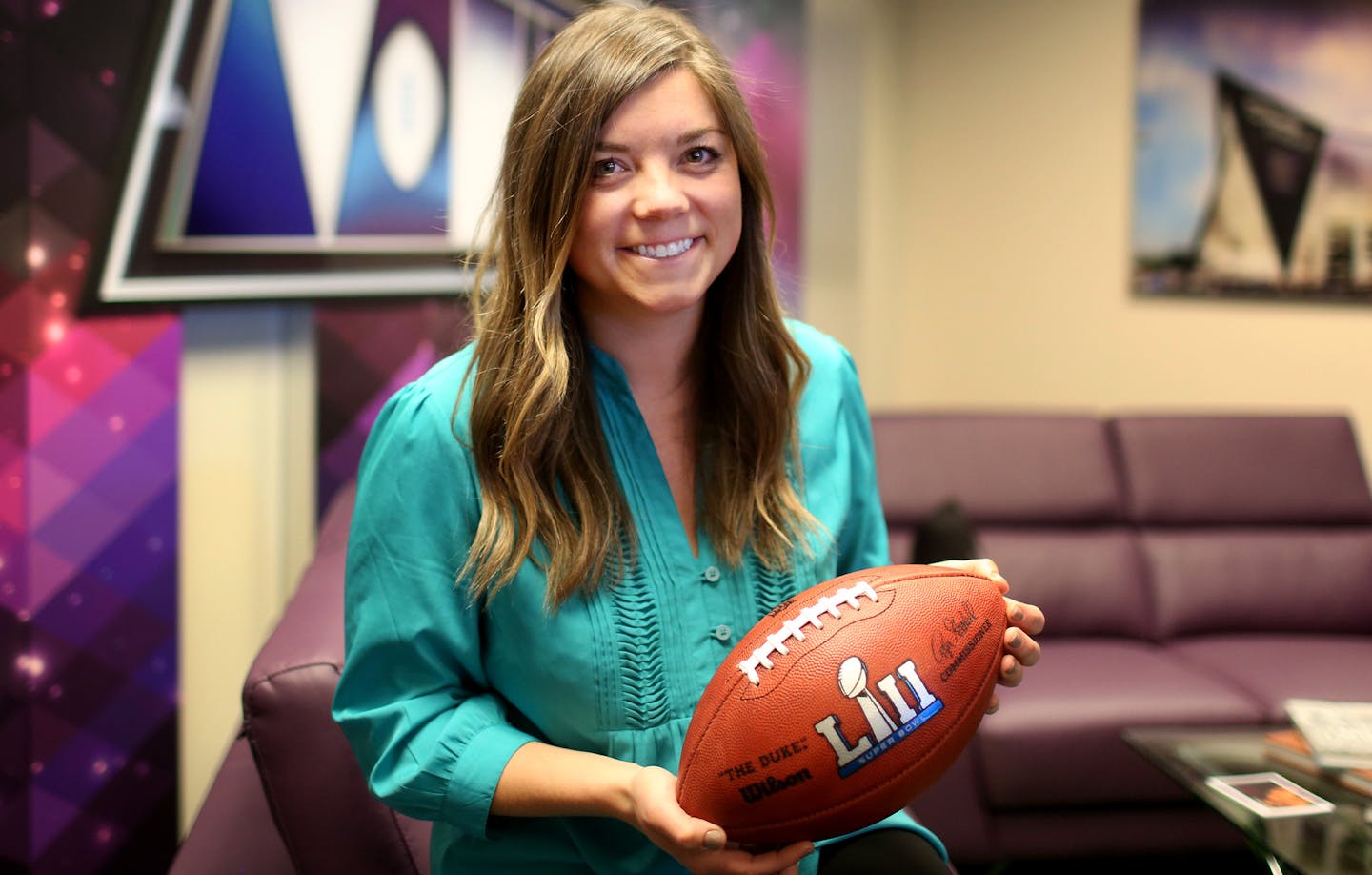 Elle Kehoe is in charge of the effort that puts Super Bowl volunteers at airports, street corners, concerts and parties. Getting the right volunteers ready will take months.