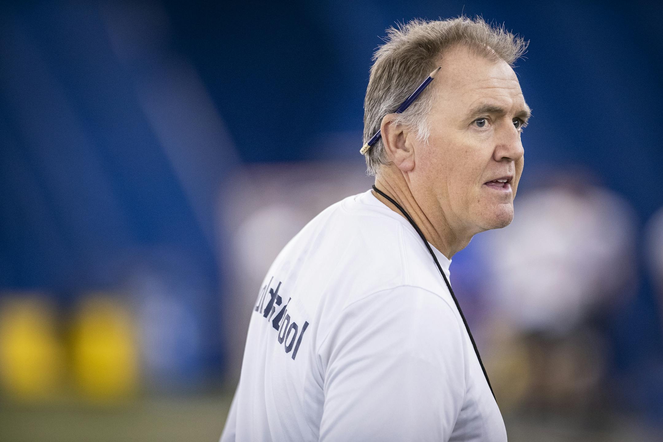 Dan O'Brien, at a St. Thomas Academy football practice in November before the 2019 Prep Bowl, has been named the school's interim athletic and activities director.