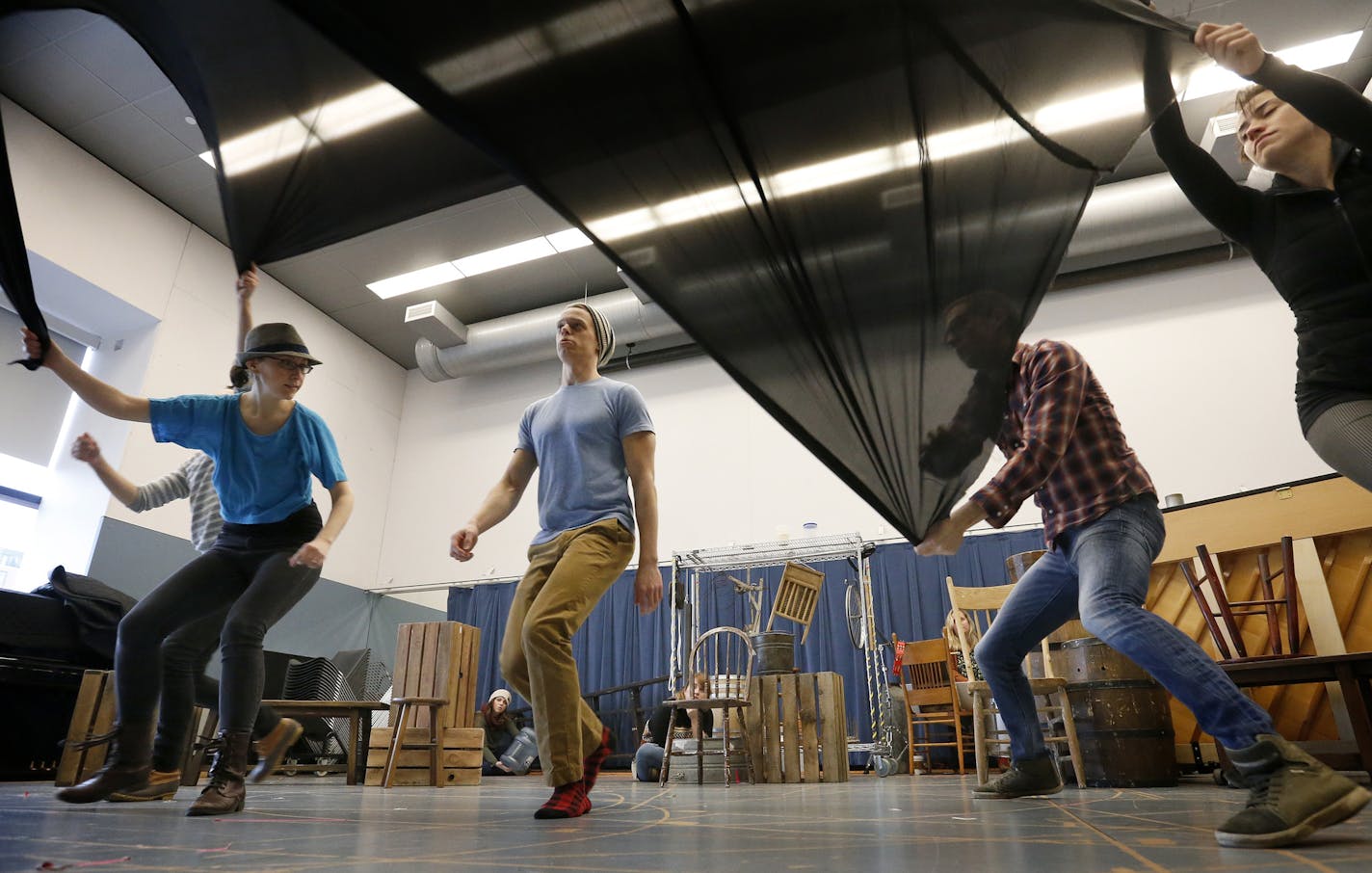 David Darrow (middle) playing the part of Jonah, and cast during a rehearsal of "Jonah and the Whale" at the Guthrie Studio on Thursday. ] CARLOS GONZALEZ cgonzalez@startribune.com - December 11, 2014 &#x201a;&#xc4;&#xec; Minneapolis, Minn., Seventh House Productions took its name from the musical "Hair," which the company poured its efforts into two summers ago. The success of that effort and the response of audiences persuaded the company&#x201a;&#xc4;&#xf4;s founders to keep the dream alive.