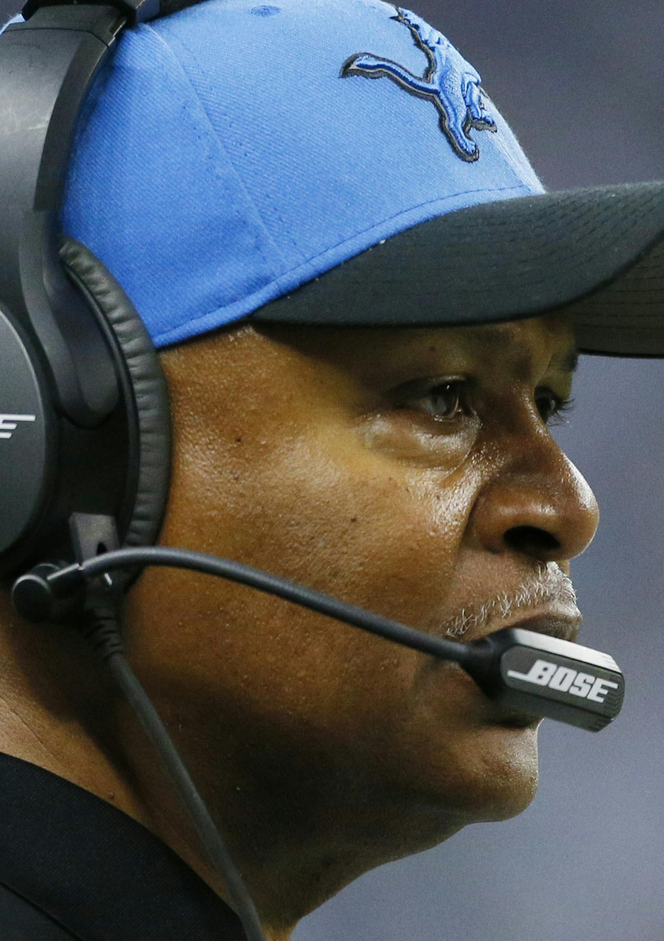 Detroit Lions head coach Jim Caldwell is seen on the sidelines during the second half of an NFL football game iagainst the Tampa Bay Buccaneers n Detroit, Sunday, Dec. 7, 2014. (AP Photo/Rick Osentoski)