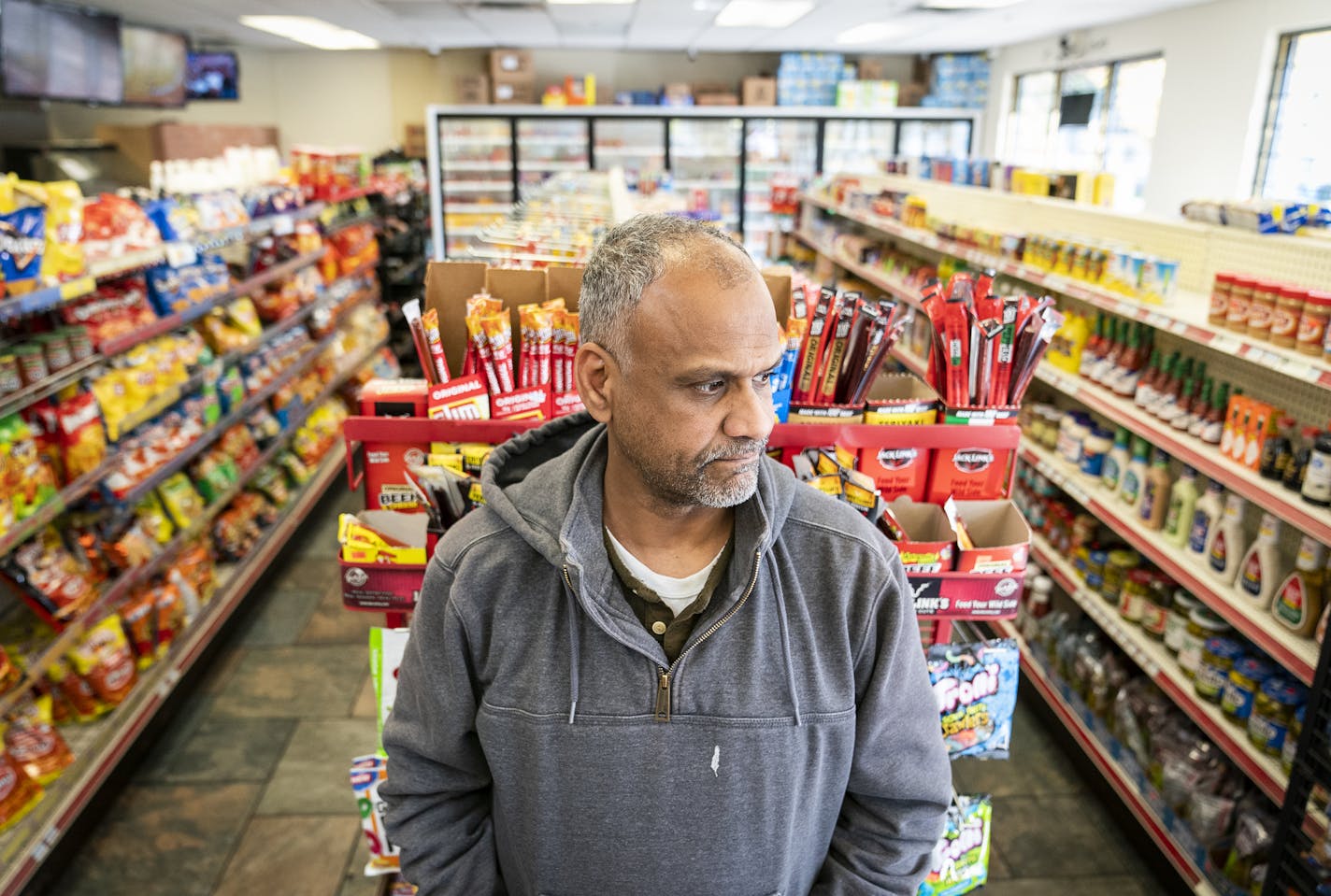 Adil Albosaad, the owner of E&L Supermarket and Deli, stood inside his store. Albosaad said his business has declined as a result of increased regulations from the City of Minneapolis. ] LEILA NAVIDI &#x2022; leila.navidi@startribune.com BACKGROUND INFORMATION: Adil Albosaad the owner of E&L Supermarket and Deli in Minneapolis on Thursday, October 24, 2019.