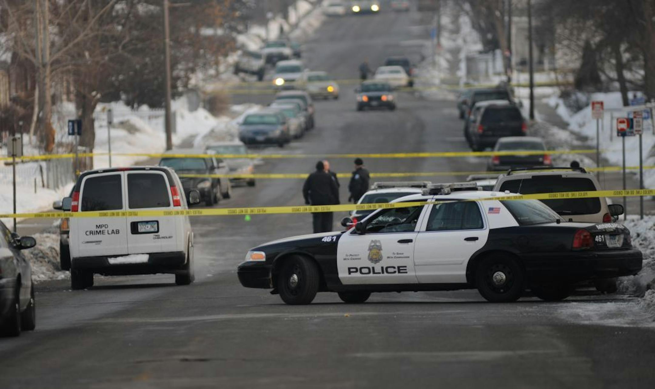 Shooting scene where two people were fatally shot and another was wounded early Friday at an after-hours establishment at 39th St. and Fremont Av. N. in Minneapolis, according to Minneapolis police.