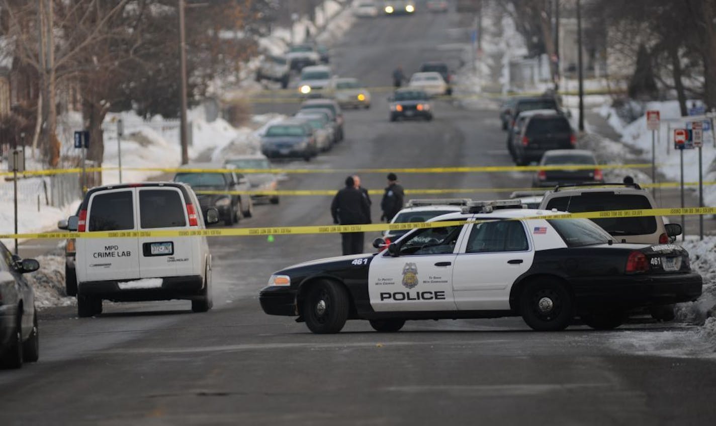 Shooting scene where two people were fatally shot and another was wounded early Friday at an after-hours establishment at 39th St. and Fremont Av. N. in Minneapolis, according to Minneapolis police.