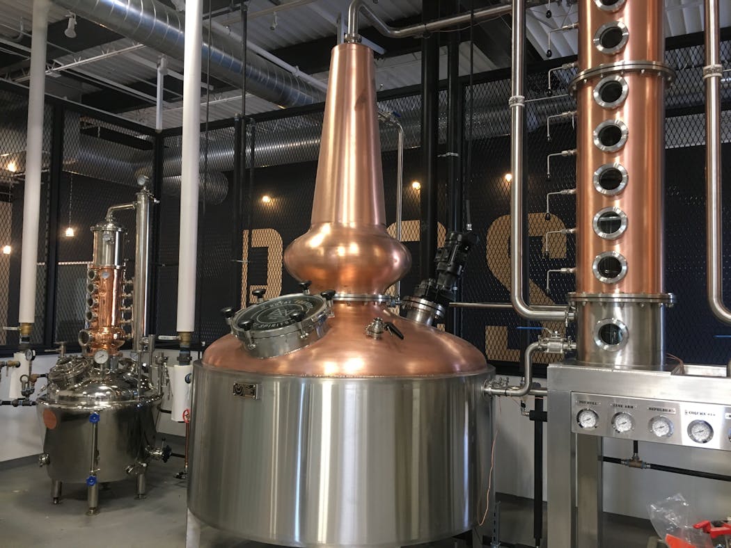 The distillery equipment at Royal Foundry Craft Spirits is modeled on English and Scottish spirit-making.