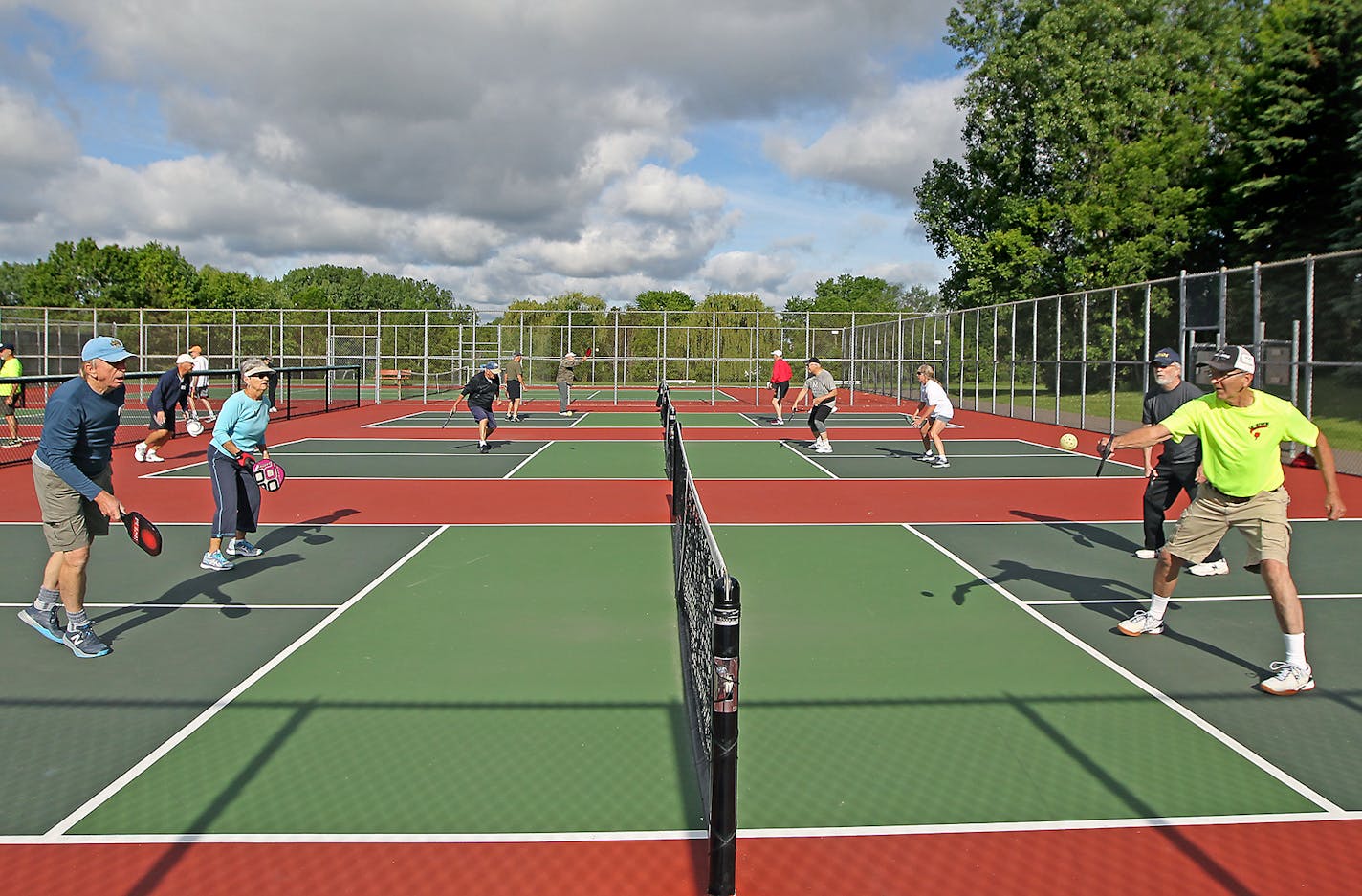 The noise from pickleball paddles and players has become a contentious issue in Apple Valley. This photo shows pickleball players at a park in Shoreview in June 2016.