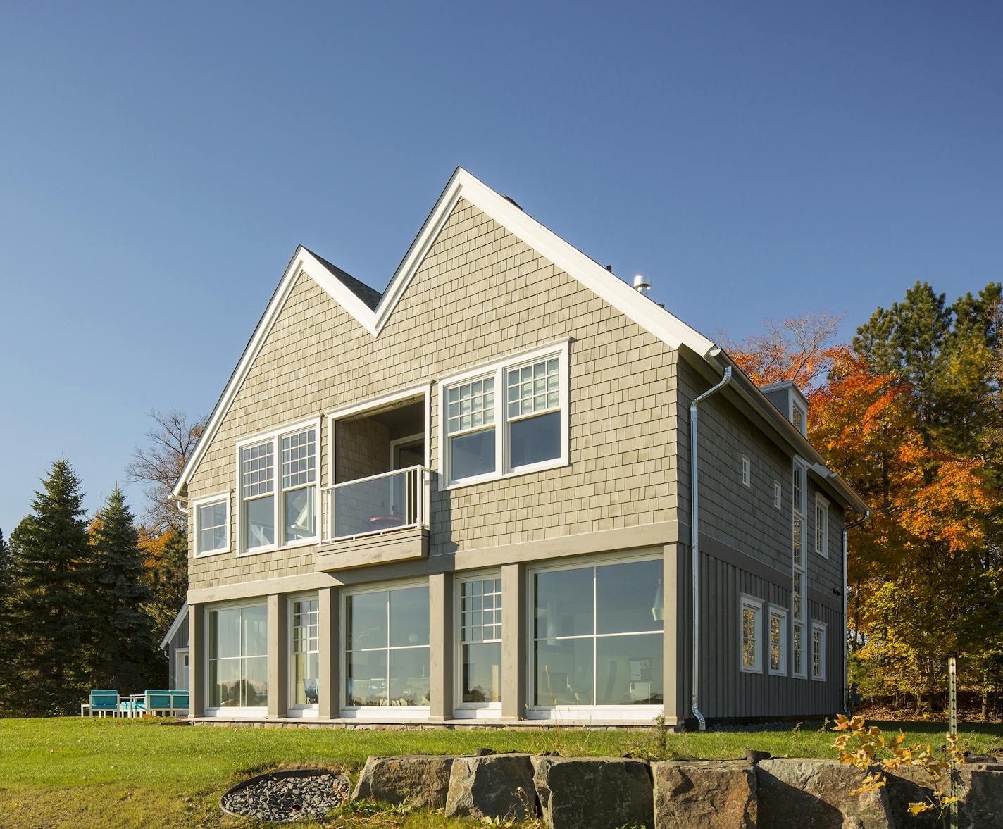 AIA Home of the Month: New house near Lindstrom, Minn., combines Scandinavian-influenced architecture with mod open living spaces facing a lake, by Kell Architects. Credit Troy Thies