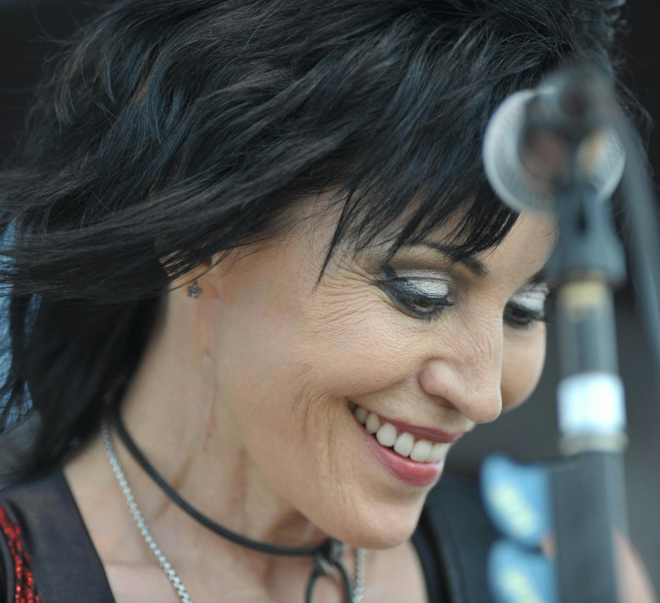 Joan Jett and The Blackhearts perform at the QuickChek New Jersey Festival of Ballooning on Sunday, July 27, 2014, at Solberg Airport in Readington Township, N.J. (AP Photo/The Express-Times, Stephen Flood) ORG XMIT: MIN2014080714590973