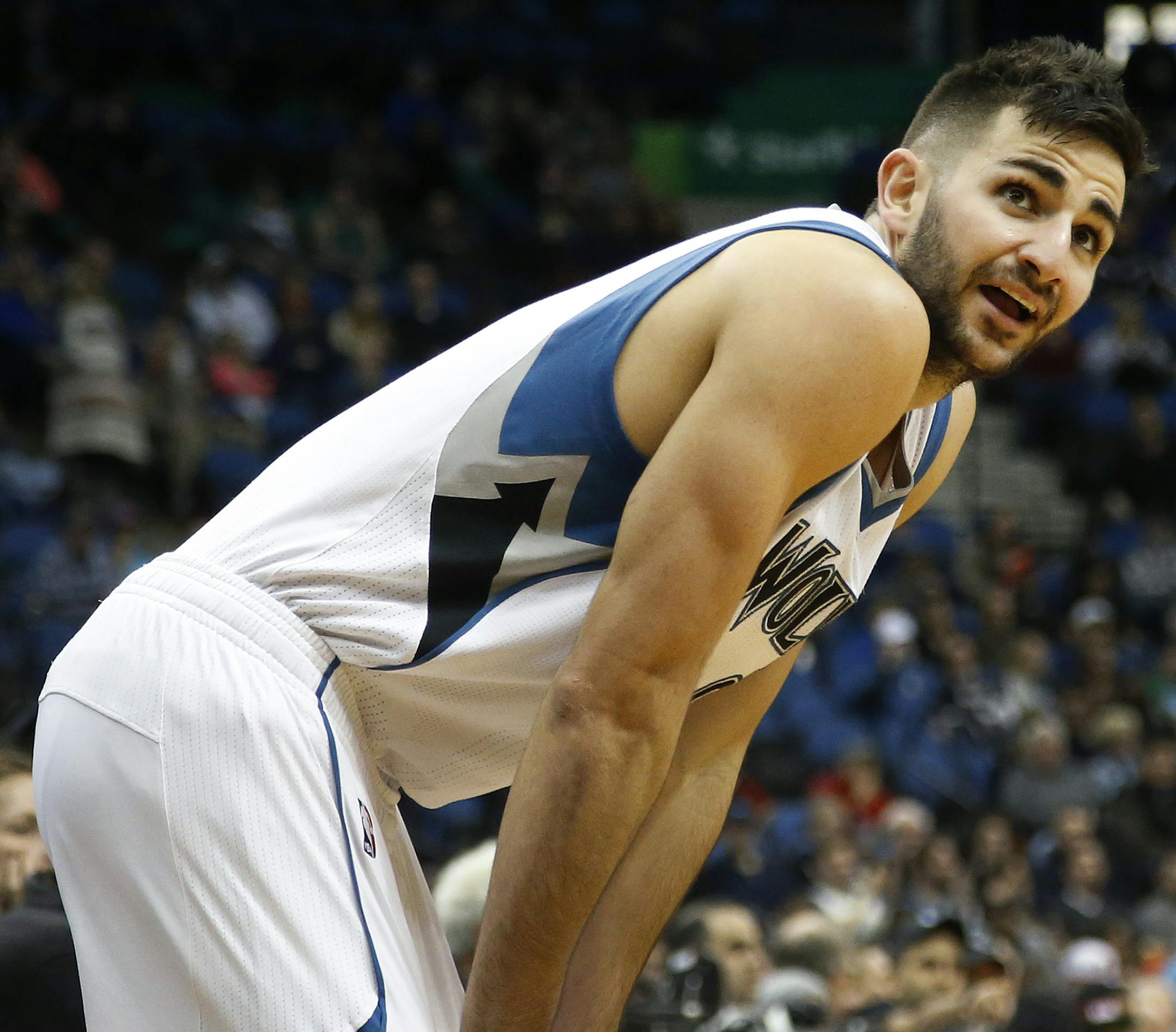 Timberwolves guard Ricky Rubio (9) in the third quarter. ] CARLOS GONZALEZ &#xef; cgonzalez@startribune.com - January 17, 2016, Minneapolis, MN, Target Center, NBA, Minnesota Timberwolves vs. Phoenix Suns ORG XMIT: MIN1601171718521766