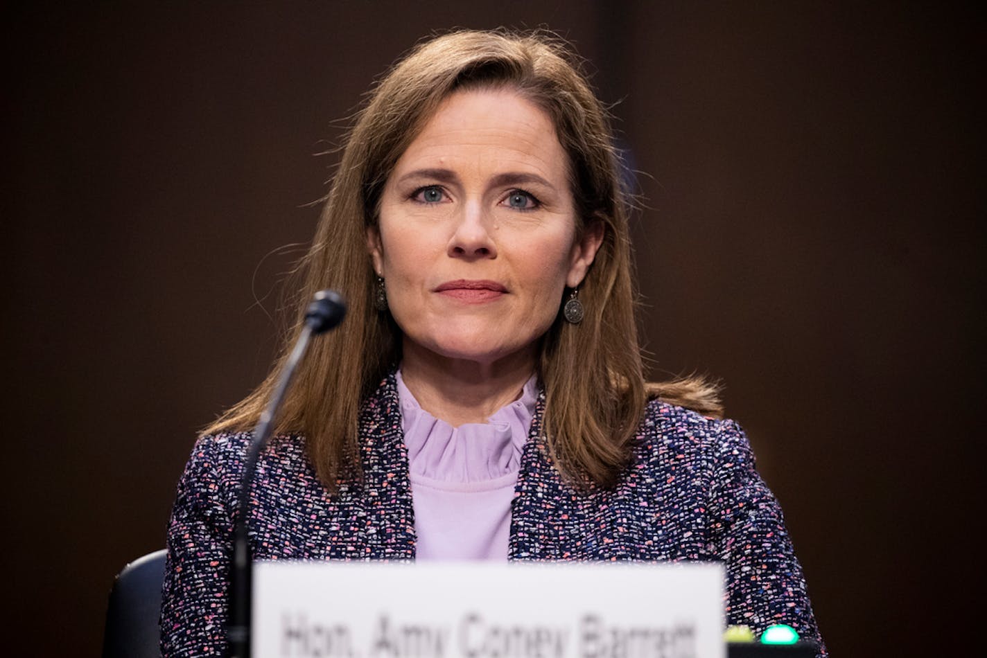 Supreme Court nominee Amy Coney Barrett speaks during a confirmation hearing before the Senate Judiciary Committee, Wednesday, Oct. 14, 2020, on Capitol Hill in Washington.