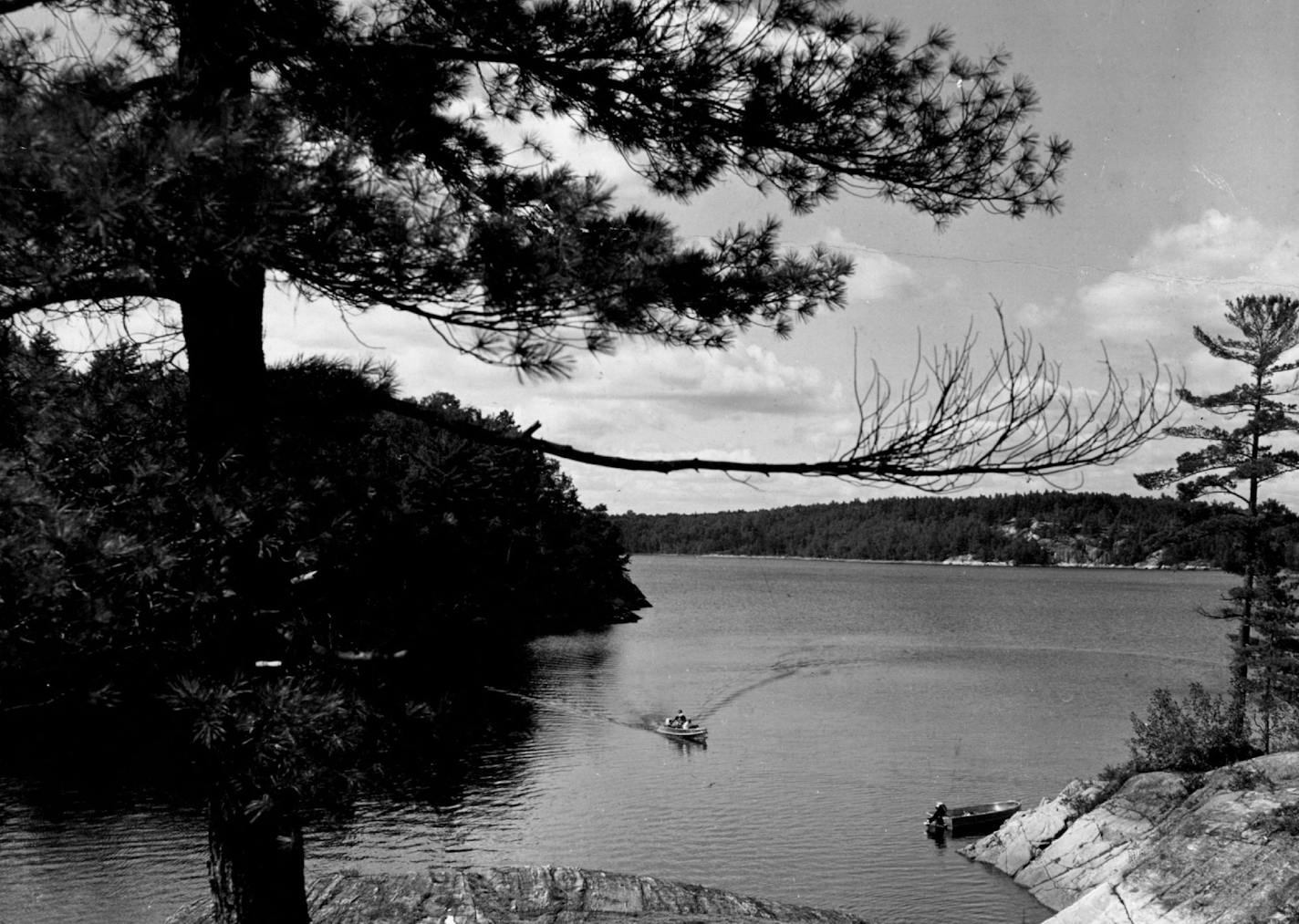 November 30, 1967 The French River, discovered in 1615 by Samuel Champlain, is part of the canoe route from Montreal to the Upper Great Lakes. Explorers, traders, trappers, missionaries and lumbermen used the French River for generations. It is now a pleasure route for canoeists, and history seekers. Canadian Government Travel Bureau Photo