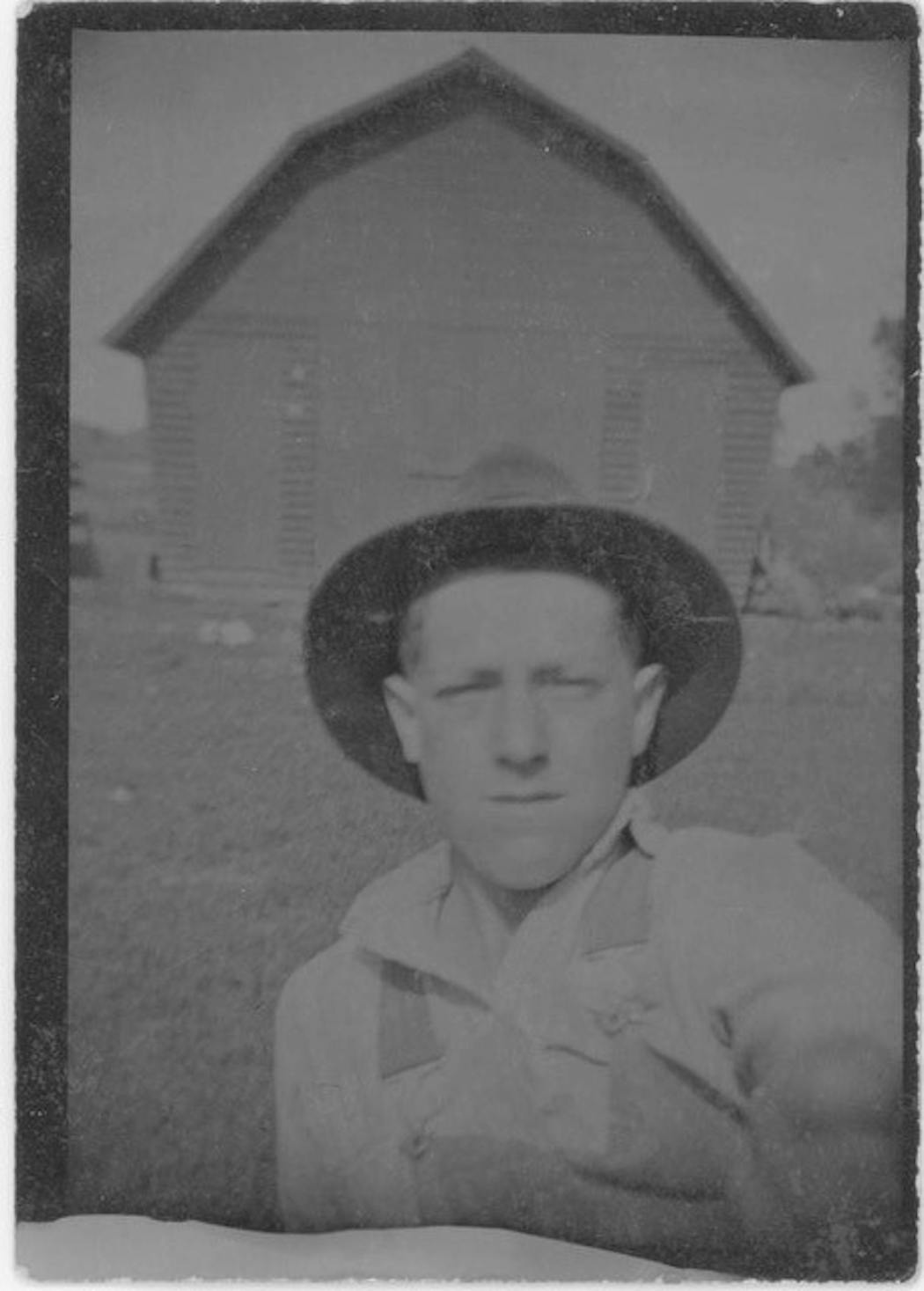 Howard Lake, Minn., farmer Emil Gabbert snapped an early selfie about 100 years ago in front of his barn.