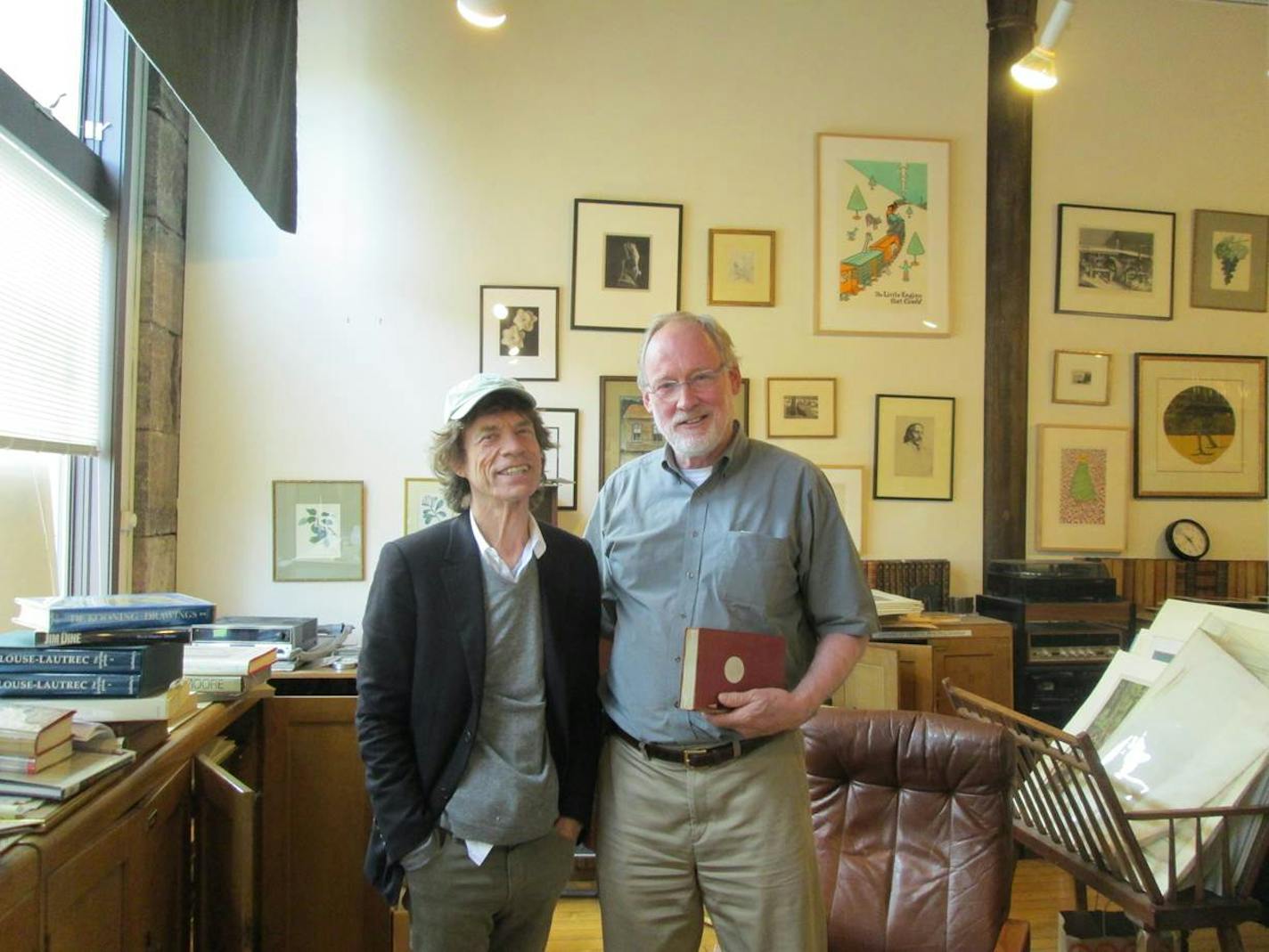 Mick Jagger with store owner James Laurie.