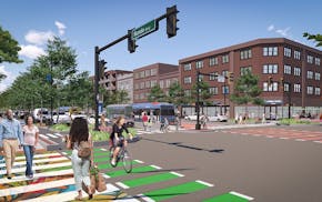 Renderings of proposal to turn Interstate 94 between the downtowns of Minneapolis and St. Paul into a boulevard.
