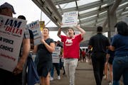 Delta workers rallied at Minneapolis St. Paul International Airport as they attempt to unionize. Friday, July 14, 2023 Minneapolis, Minn. Delta Air Li