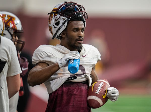 University of Minnesota running back Sean Tyler, z transfer from Western Michigan, is one of several transfers competing for starting  spots next fall