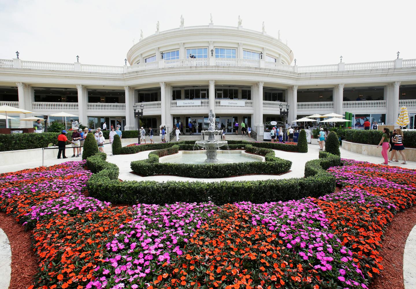 This March 7, 2016, file photo shows the Trump National Doral clubhouse in Doral, Fla. A graphically violent parody video, shown at a meeting of President Donald Trump's supporters at his Miami resort, depicted a likeness of the president shooting and stabbing his opponents and members of the news media in a church.