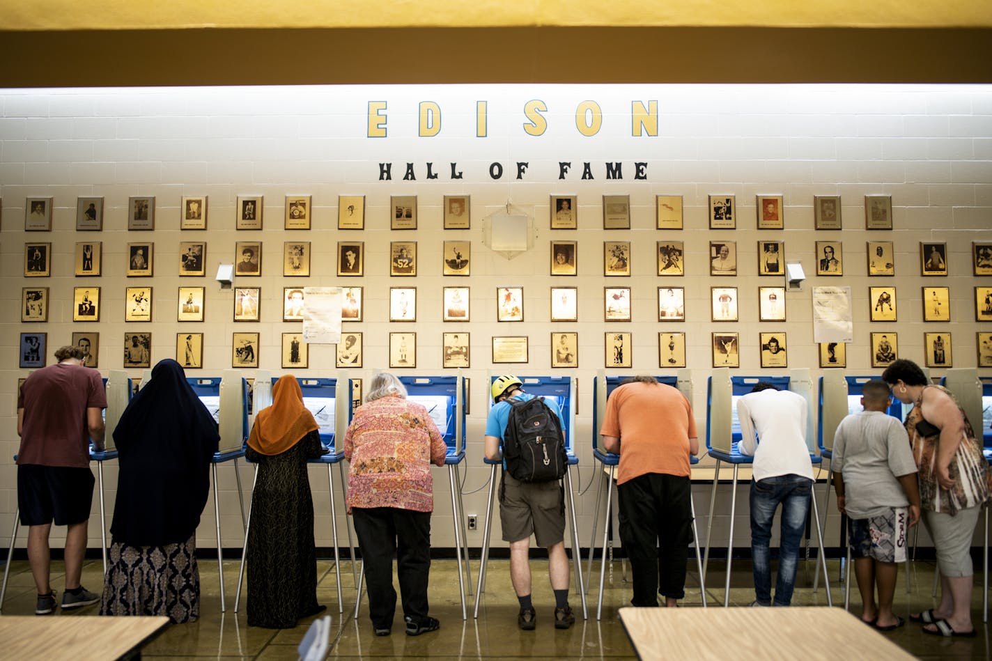 People vote at Edison High School in northeast Minneapolis, Tuesday, Aug. 14, 2018.