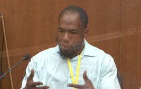 In this image from video, witness Donald Williams answers questions during the trial of former Minneapolis police officer Derek Chauvin.