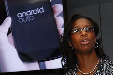 Alicia Boler-Davis, General Motors senior vice president, Global Connected Customer Experience, speaks about Google's Android Auto system in 2015.