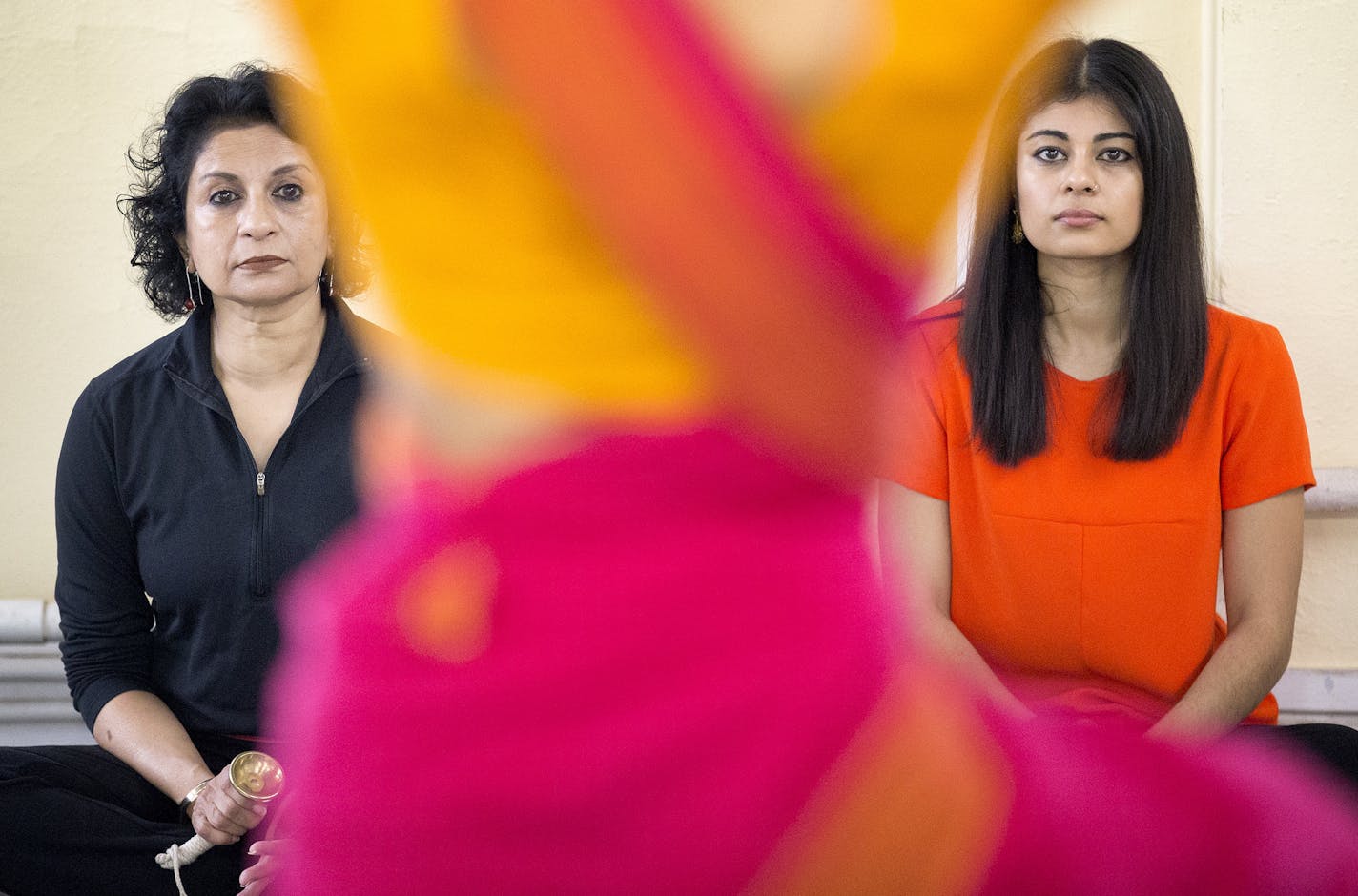 Mother Ranee and sister Ashwini watched Aparna Ramaswamy &#xad;during a rehearsal at the Ragamala studio in south Minneapolis.