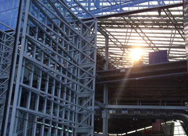 U.S. Bank Stadium's huge swaths of glass have to be covered for the NCAA Final Four in 2019.
