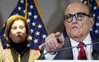 Former Mayor of New York Rudy Giuliani, a lawyer for President Donald Trump, spoke during a news conference at the Republican National Committee headq