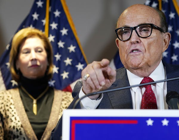 Former Mayor of New York Rudy Giuliani, a lawyer for President Donald Trump, spoke during a news conference at the Republican National Committee headq
