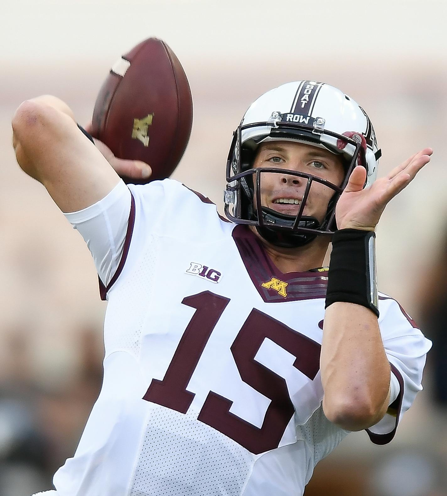 Minnesota Golden Gophers quarterback Conor Rhoda (15) threw some practice tosses before Saturday night's game against the Oregon State Beavers. ] AARON LAVINSKY &#xef; aaron.lavinsky@startribune.com The University of Minnesota Golden Gophers football team played the Oregon State Beavers on Saturday, Sept. 9, 2017 at Reser Stadium in Corvallis, Oregon