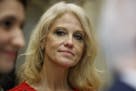 Kellyanne Conway, senior adviser to President Donald Trump, watches during a meeting with parents and teachers, Tuesday, Feb. 14, 2017, in the Rooseve