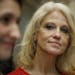 Kellyanne Conway, senior adviser to President Donald Trump, watches during a meeting with parents and teachers, Tuesday, Feb. 14, 2017, in the Rooseve