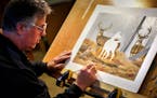 Tim Turenne worked on a painting of deer in his Richfield basement studio. ] GLEN STUBBE * gstubbe@startribune.com Tuesday, November 22, 2016 For 10 y