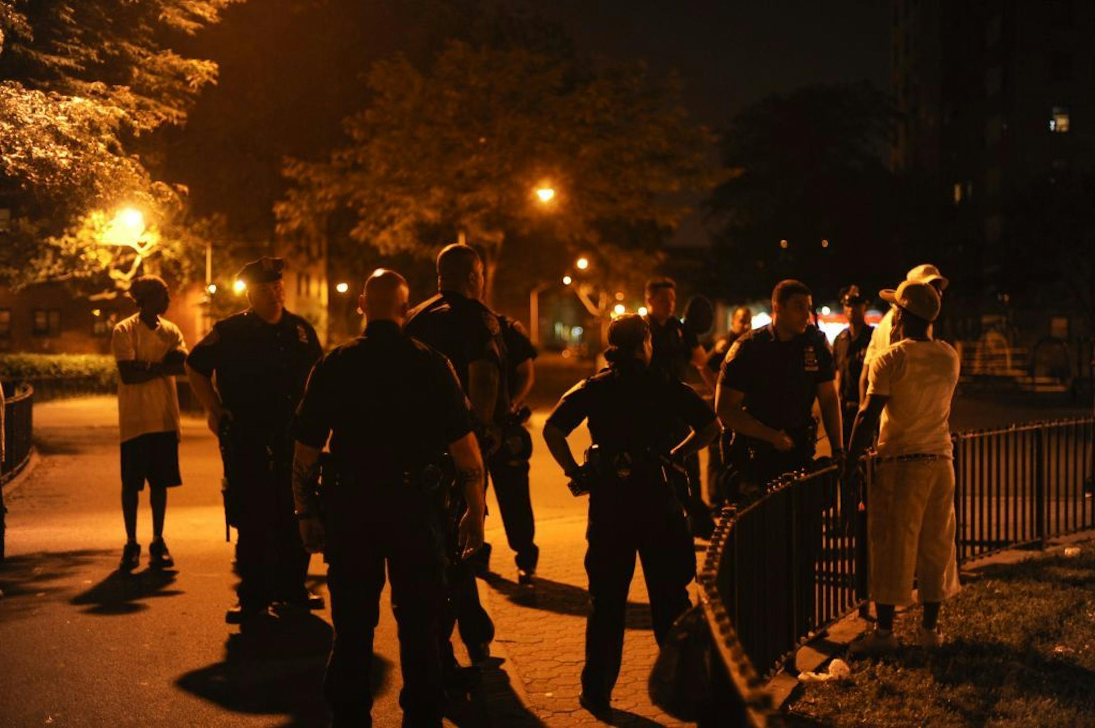 FILE -- New York Police Department officers patrol a neighborhood in New York, June 5, 2010.