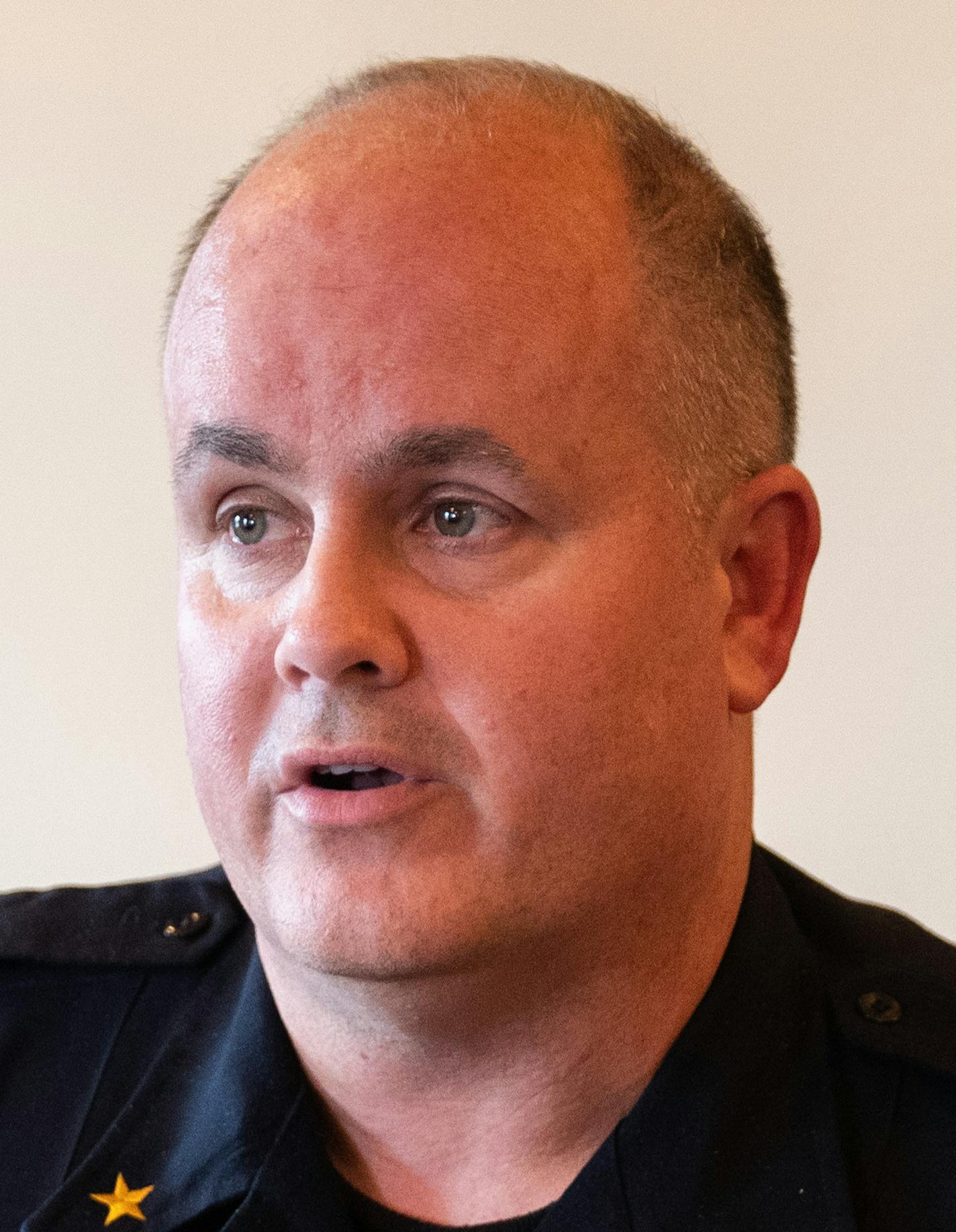 Duluth Police chief Mile Tusken said there was no ongoing threat to the jewish community but was not ready to rule out foul play. ] MARK VANCLEAVE &#x2022; Duluth fire and police officials updated the journalists on their investigation into a fire that destroyed the Adas Israel Congregation early Monday morning. Photographed Tuesday, Sep. 10, 2019 in Duluth.