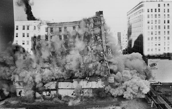 The Dyckman, one of downtown Minneapolis' early hotel towers, went down in 1979.
