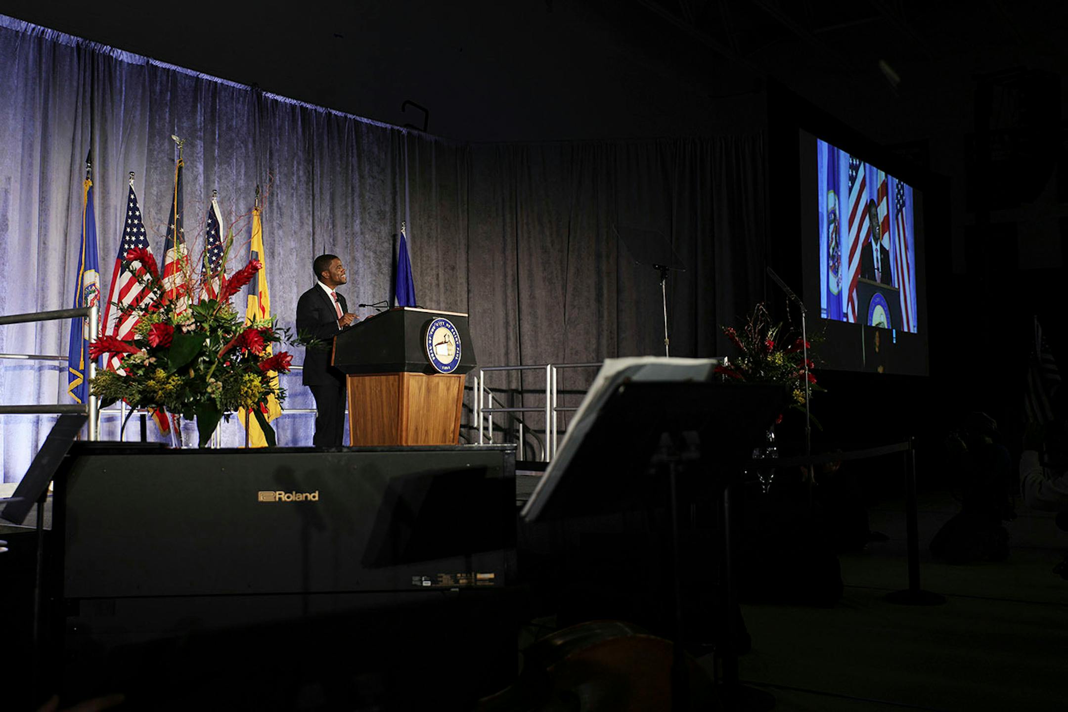 Melvin Carter spoke after taking the oath of office during his swearing in ceremony as St. Paul mayor.