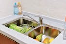 The constant mix of moisture and food in the kitchen sink makes it prone to bacteria like E. coli and salmonella. (Dreamstime)