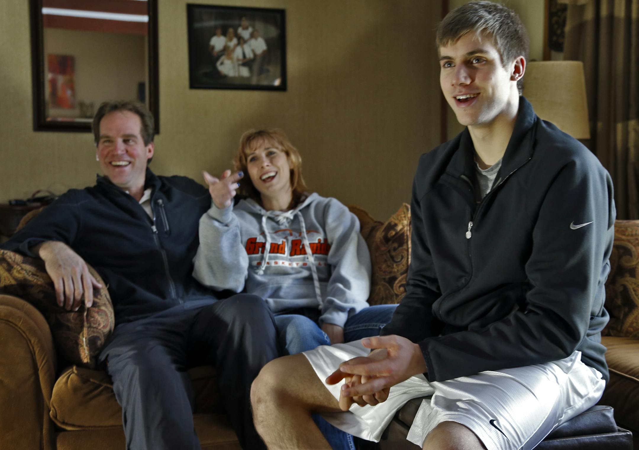 Grand Rapids junior Alex Illikainen, right, gets overshadowed as a basketball star in a hockey town. Even his parents, Darin and Mary, are huge hockey fans. But Mom still has family bragging rights for scoring 43 points as a hoops star at Chisholm. Alex’s high game is only 40.