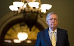 Senate Majority Leader Mitch McConnell (R-Ky.) heads to his office, on Capitol Hill in Washington, June 20, 2017. McConnell and a select group of Repu