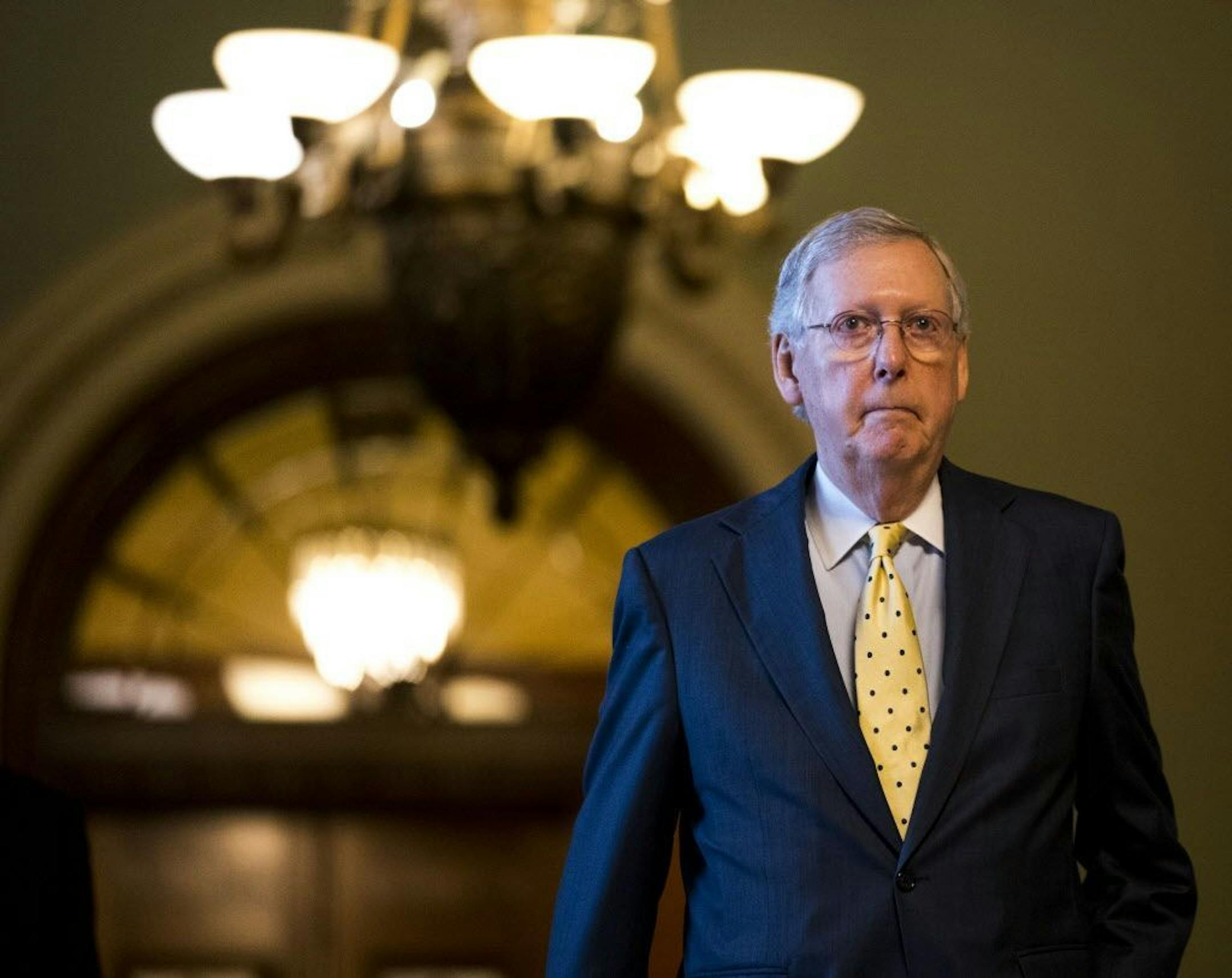 Senate Majority Leader Mitch McConnell (R-Ky.) heads to his office, on Capitol Hill in Washington, June 20, 2017. McConnell and a select group of Republican senators have been working in secrecy on a legislation to repeal and replace the Affordable Care Act since House Republicans passed their measure more than a month ago.