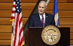 Minnesota Gov. Mark Dayton delivers his State of the State address Wednesday, March 9, 2016, at the University of Minnesota in Minneapolis. (AP Photo/