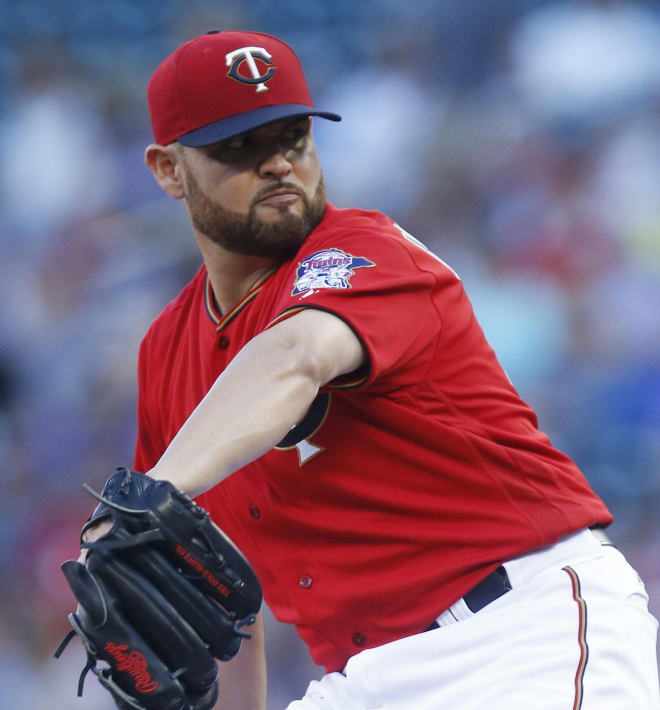 Minnesota Twins pitcher Ricky Nolasco throws against the Chicago White Sox in the first inning of a baseball game Friday, July 29, 2016, in Minneapolis. (AP Photo/Jim Mone)