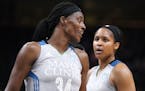 Minnesota Lynx center Sylvia Fowles (34) and the forward Maya Moore (23) combined for 47 points on Wednesday against Dallas.
